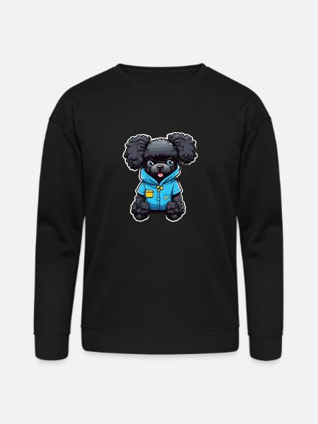 Poodle in Blue Pajamas - Bella + Canvas Unisex Sweatshirt - black