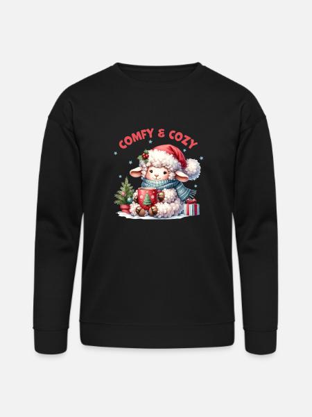 Comfy Cozy, Cute Christmas - Bella + Canvas Unisex Sweatshirt - black