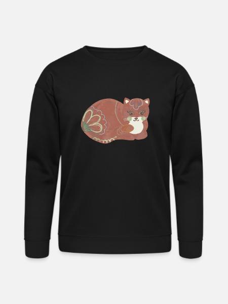 Folk art comfy cat - Bella + Canvas Unisex Sweatshirt - black