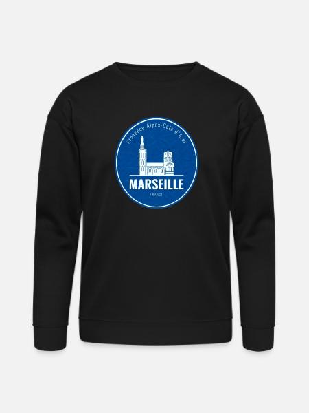 Blue Marseille Landmark Patch - Bella + Canvas Unisex Sweatshirt - black