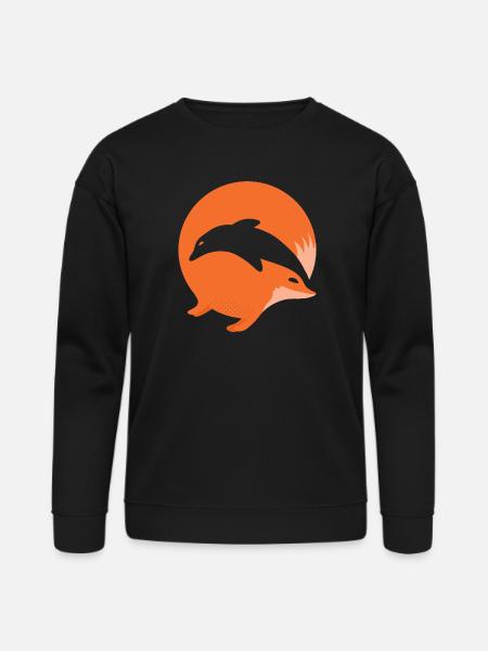 Fox or Dolphin in this fun optical illusion - Bella + Canvas Unisex Sweatshirt - black
