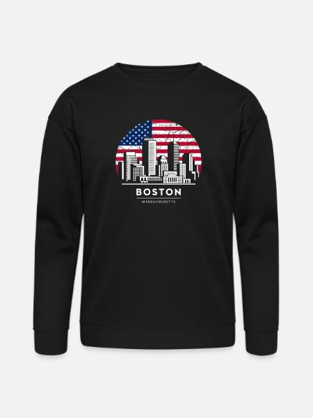 Boston Skyline Flag Emblem - Bella + Canvas Unisex Sweatshirt - black