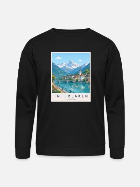 Interlaken Alpine Lakescape - Bella + Canvas Unisex Sweatshirt - black