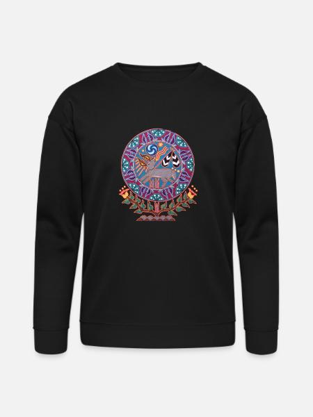 Native Huichol Peyote Deer - Bella + Canvas Unisex Sweatshirt - black