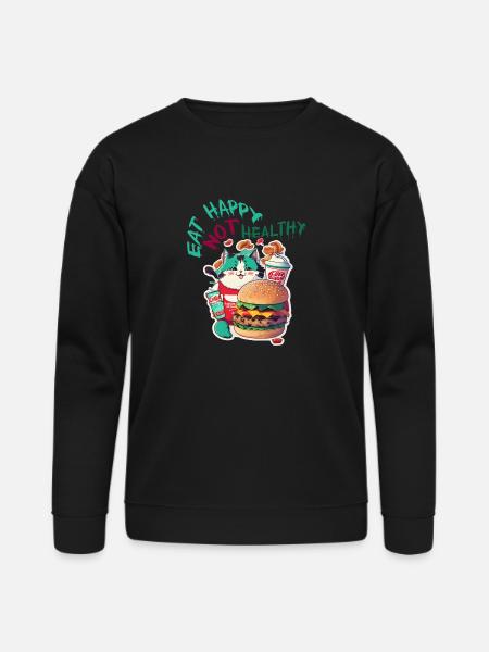eat happy not healthy - Bella + Canvas Unisex Sweatshirt - black