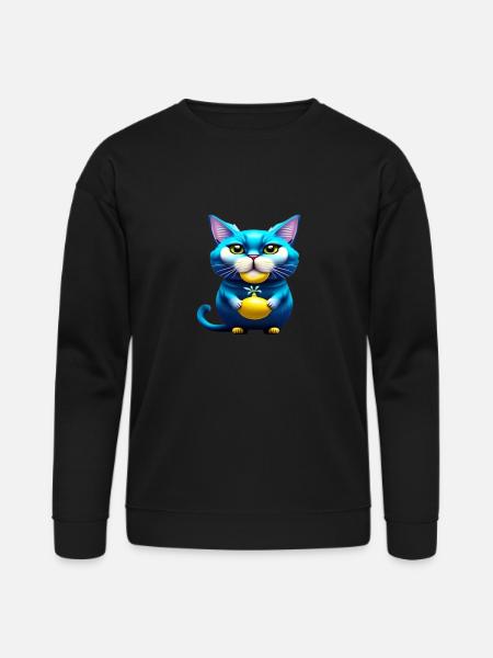 Cute cat funny blue cat - Bella + Canvas Unisex Sweatshirt - black