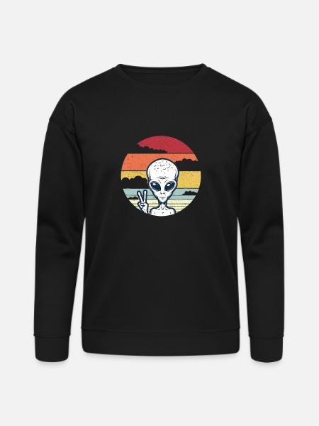 Alien Selfie Peace - Bella + Canvas Unisex Sweatshirt - black