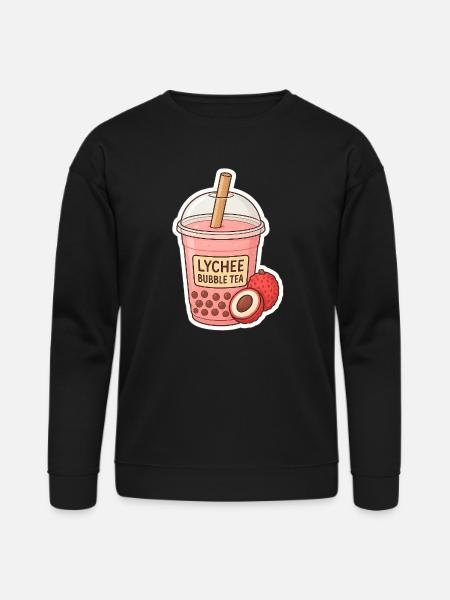 Lychee Bubble Tea Illustration - Bella + Canvas Unisex Sweatshirt - black