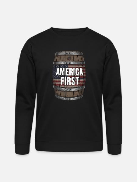 American Flag Wood Barrel - Bella + Canvas Unisex Sweatshirt - black