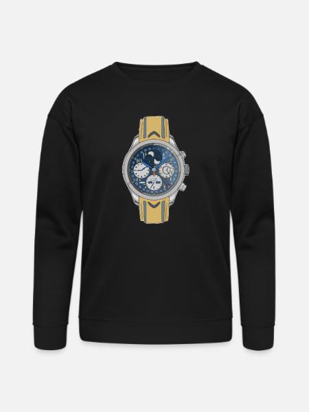 Moonphase Chrono Blue Dial Watch - Bella + Canvas Unisex Sweatshirt - black