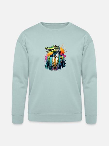 Crocodile in suit - Bella + Canvas Unisex Sweatshirt - dusty blue