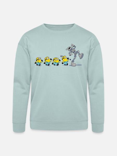 Minions In A Row With Robot - Bella + Canvas Unisex Sweatshirt - dusty blue