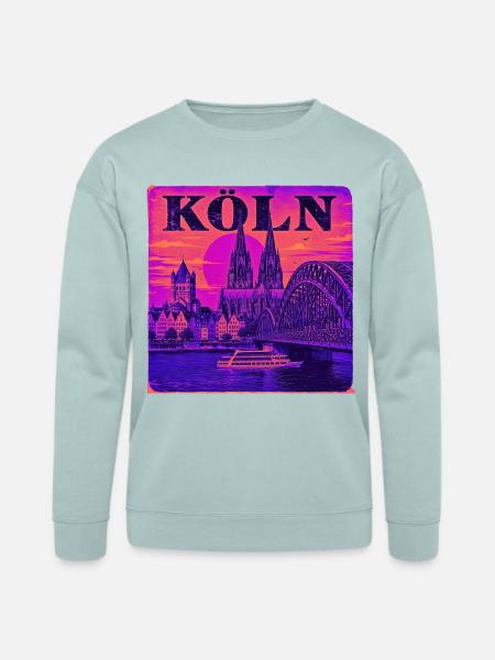 Koeln-Skyline-Retro-Sunset-Art-Print-Cologne-Köln - Bella + Canvas Unisex Sweatshirt - dusty blue