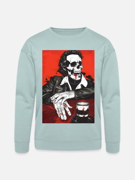 Skull Biker Noir - Bella + Canvas Unisex Sweatshirt - dusty blue
