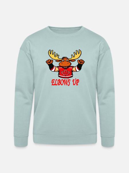 Elbows Up - Canada Hockey Moose - Bella + Canvas Unisex Sweatshirt - dusty blue