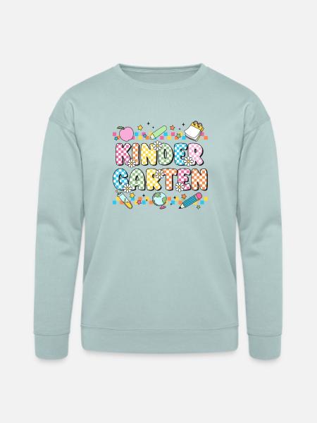 Kindergarten Checkerboard Teacher - Bella + Canvas Unisex Sweatshirt - dusty blue