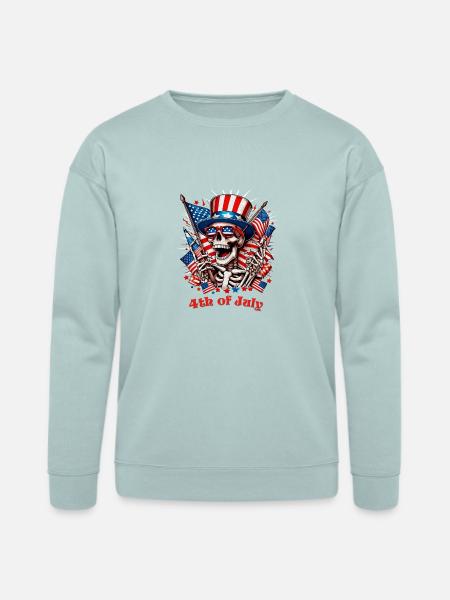 Skeleton 4th of July - Bella + Canvas Unisex Sweatshirt - dusty blue