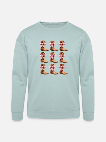 Cowgirl Boots and Pink Bows Rodeo - Bella + Canvas Unisex Sweatshirt - dusty blue