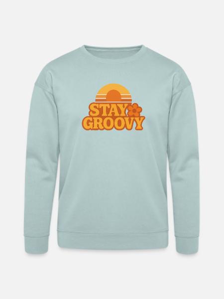 Retro Sunset Stay Groovy Graphic - Bella + Canvas Unisex Sweatshirt - dusty blue