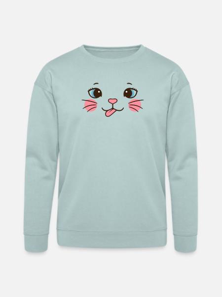 Pink Cheek Cat Face - Bella + Canvas Unisex Sweatshirt - dusty blue