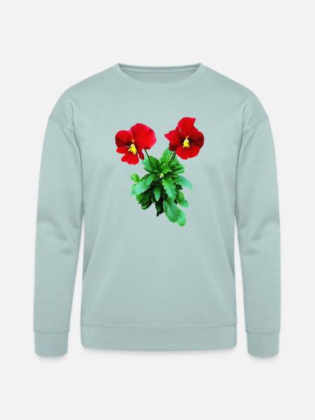 Red Pansy Duo - Bella + Canvas Unisex Sweatshirt - dusty blue