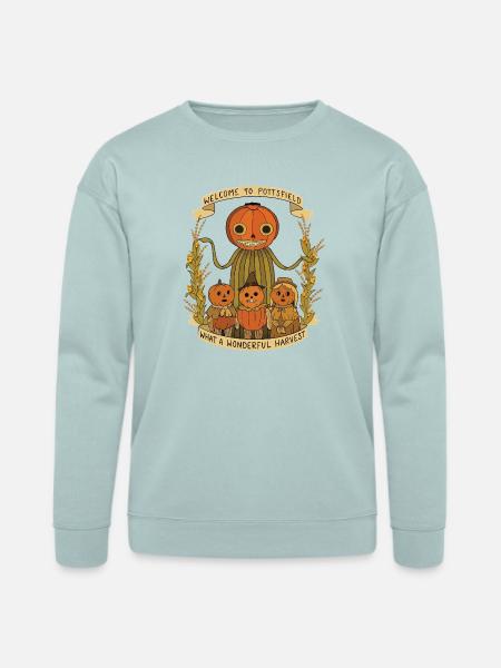 Harvest Family Pumpkin Scarecrow Banner - Bella + Canvas Unisex Sweatshirt - dusty blue