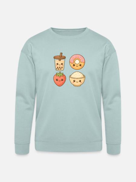 Kawaii Food Friends - Bella + Canvas Unisex Sweatshirt - dusty blue
