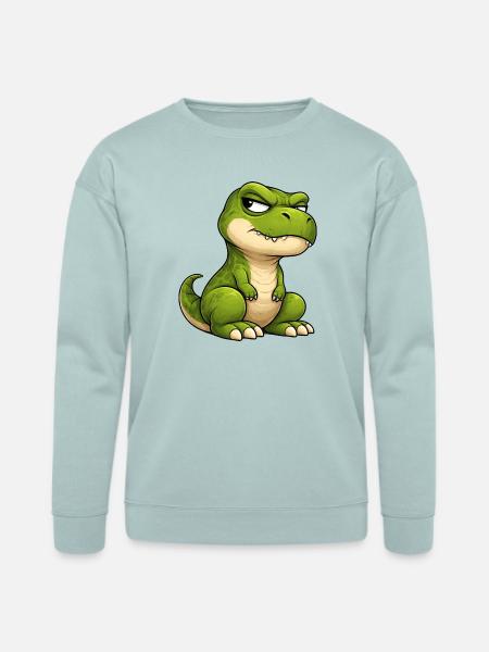Grumpy T-Rex cartoon skeptical expression - Bella + Canvas Unisex Sweatshirt - dusty blue