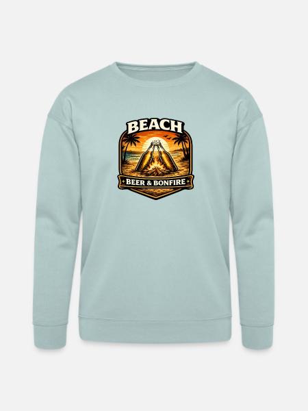 Beach Bonfire Beer Emblem - Bella + Canvas Unisex Sweatshirt - dusty blue