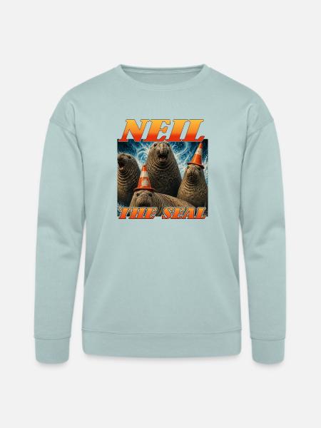 Neil the Seal Cone Crew - Bella + Canvas Unisex Sweatshirt - dusty blue