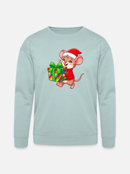 Cheerful Holiday Mouse Gift - Bella + Canvas Unisex Sweatshirt - dusty blue