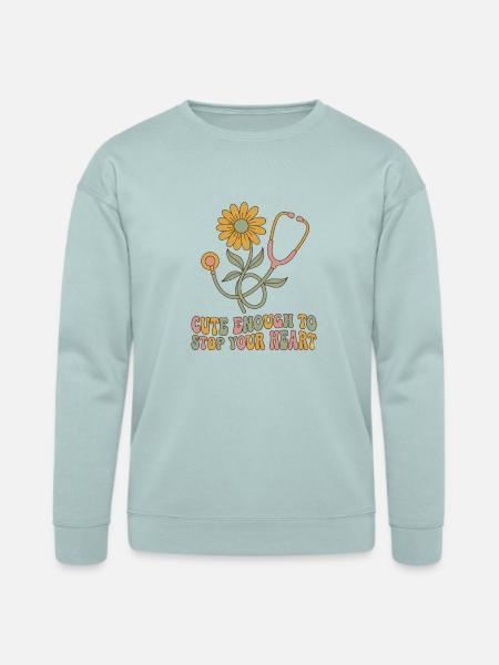 Blooming Heartbeat Stethoscope - Bella + Canvas Unisex Sweatshirt - dusty blue