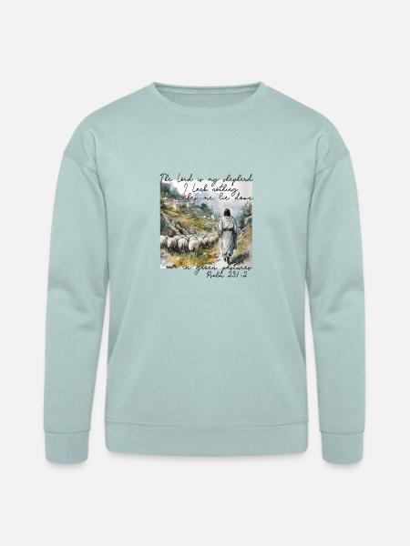 Psalm 23 Shepherd Illustration - Bella + Canvas Unisex Sweatshirt - dusty blue