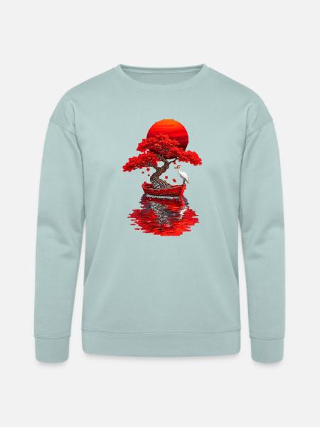Crimson Bonsai Boat at Sunset - Bella + Canvas Unisex Sweatshirt - dusty blue