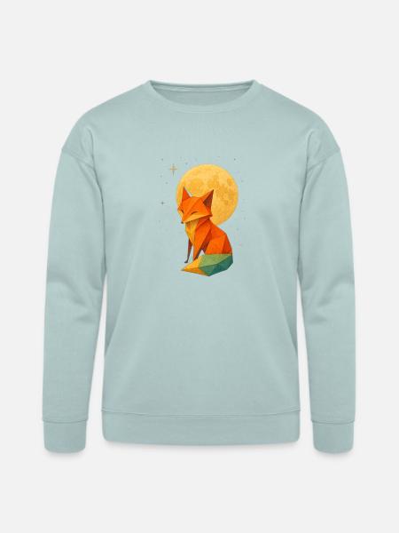 Low-Poly Fox Moonlit Night - Bella + Canvas Unisex Sweatshirt - dusty blue