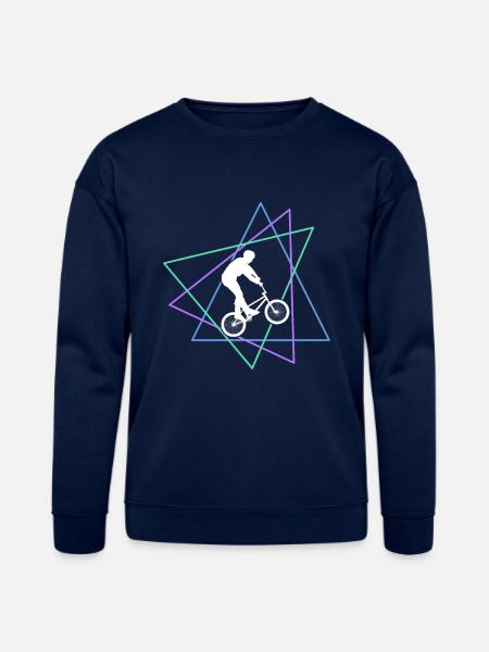Geometric BMX Stunt Rider - Bella + Canvas Unisex Sweatshirt - navy