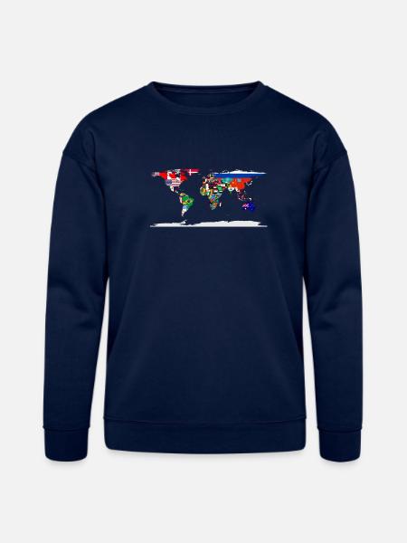 Flag Map Of The World - Bella + Canvas Unisex Sweatshirt - navy