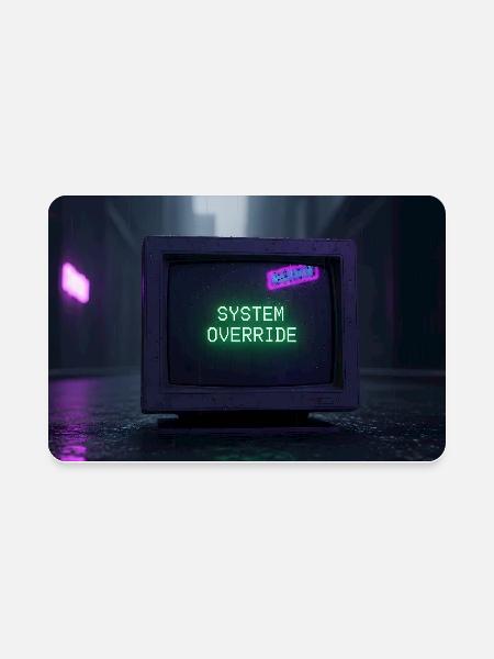 System Override: Neon Retro Console - Rectangle Magnet - white - Front