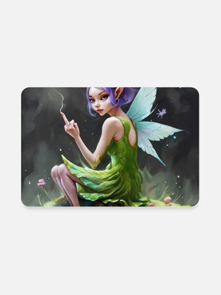 Nasty Fairy CottageCore Middle Finger Fuck You - Rectangle Magnet - white - Front