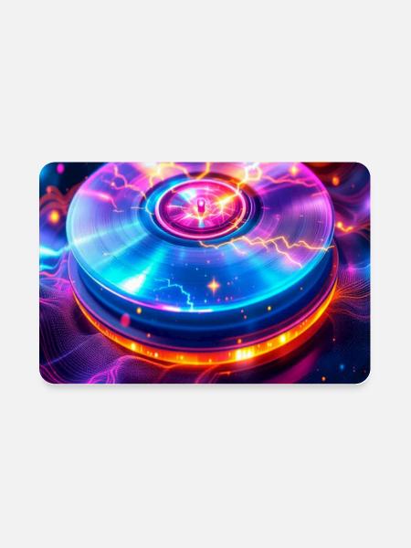 Neon Pulse Record - Rectangle Magnet - white - Front