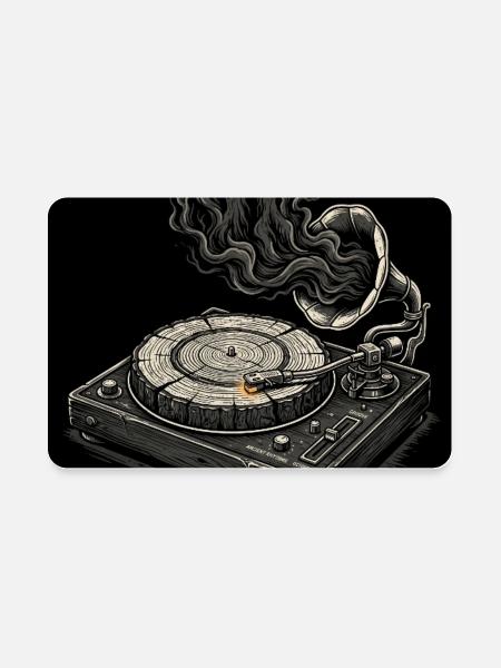 Halloween Gramophone Vinyl Ghost Ancient Rhythms - Rectangle Magnet - white - Front