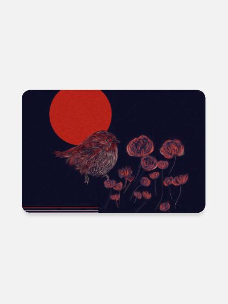 Crimson Sun Sparrow Amid Night Blooms - Rectangle Magnet - white - Front