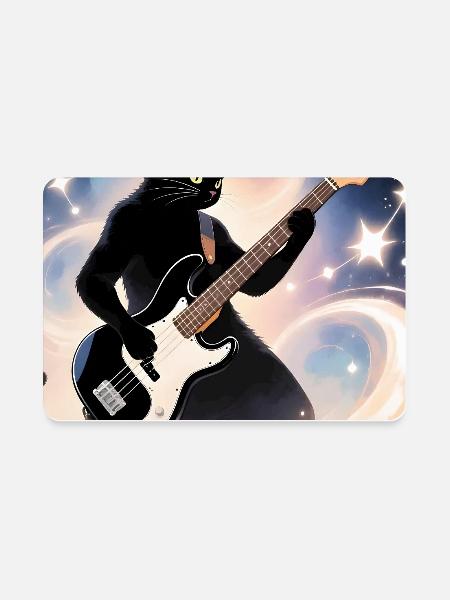Cosmic Cat Bassist  - Rectangle Magnet - white - Front
