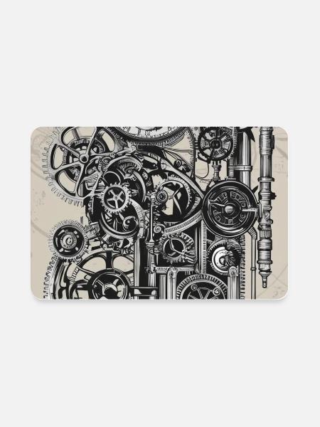 Clockwork Gears Steampunk Machinery - Rectangle Magnet - white - Front