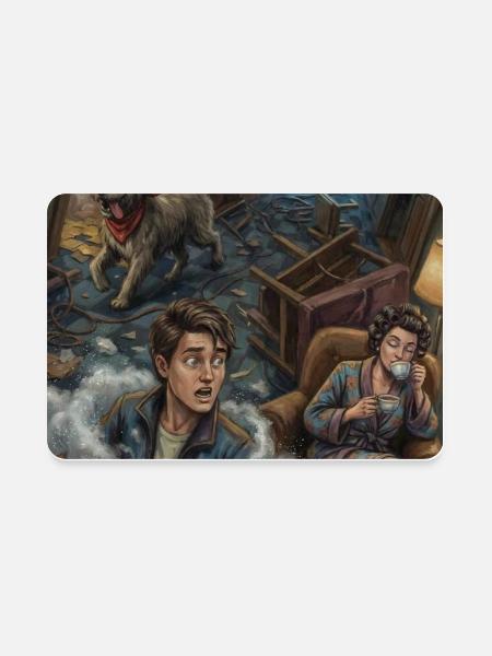 Portal Panic in Neon Hall - Rectangle Magnet - white - Front