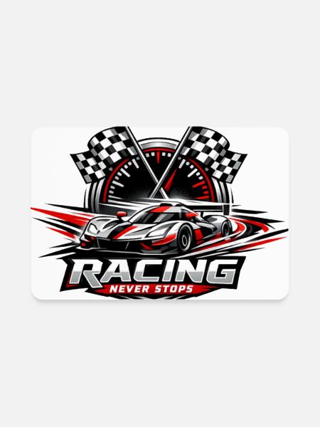 Racing Never Stops - Rectangle Magnet - white - Front