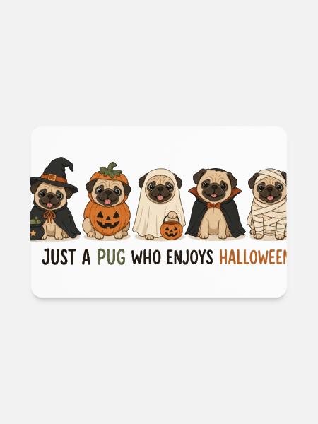 Halloween Pug Crew - Rectangle Magnet - white - Front