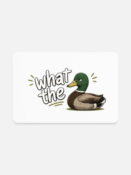 What the Duck | Funny Mallard Duck Pun Cartoon - Rectangle Magnet - white - Front