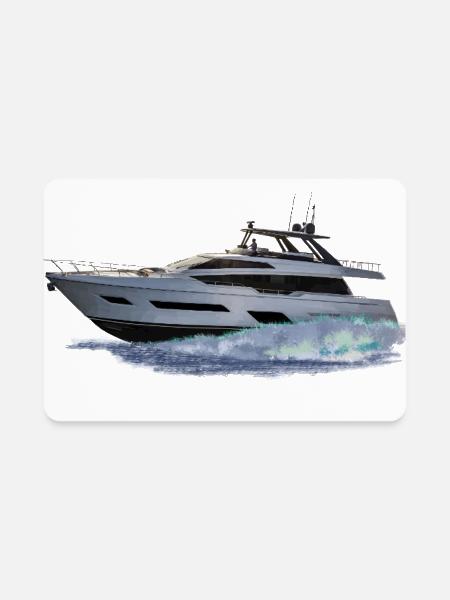 Sleek Yacht Silhouette Cruising - Rectangle Magnet - white - Front