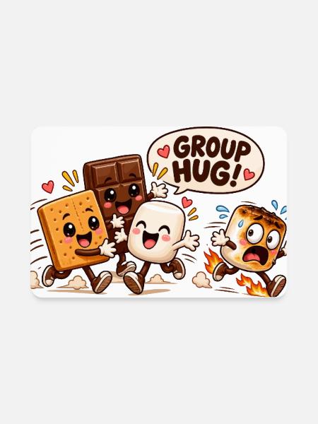 Snack Squad Group Hug smores marshmallow - Rectangle Magnet - white - Front